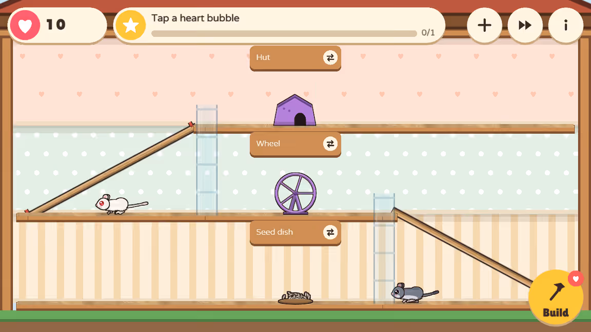 Gerbal Tower gameplay with gerbils exploring their growing tower home