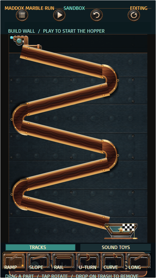 Maddox Marble Run clockwork track with marbles in motion