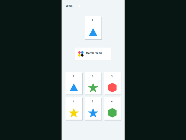 Toddler Match color-matching level with bright friendly shapes