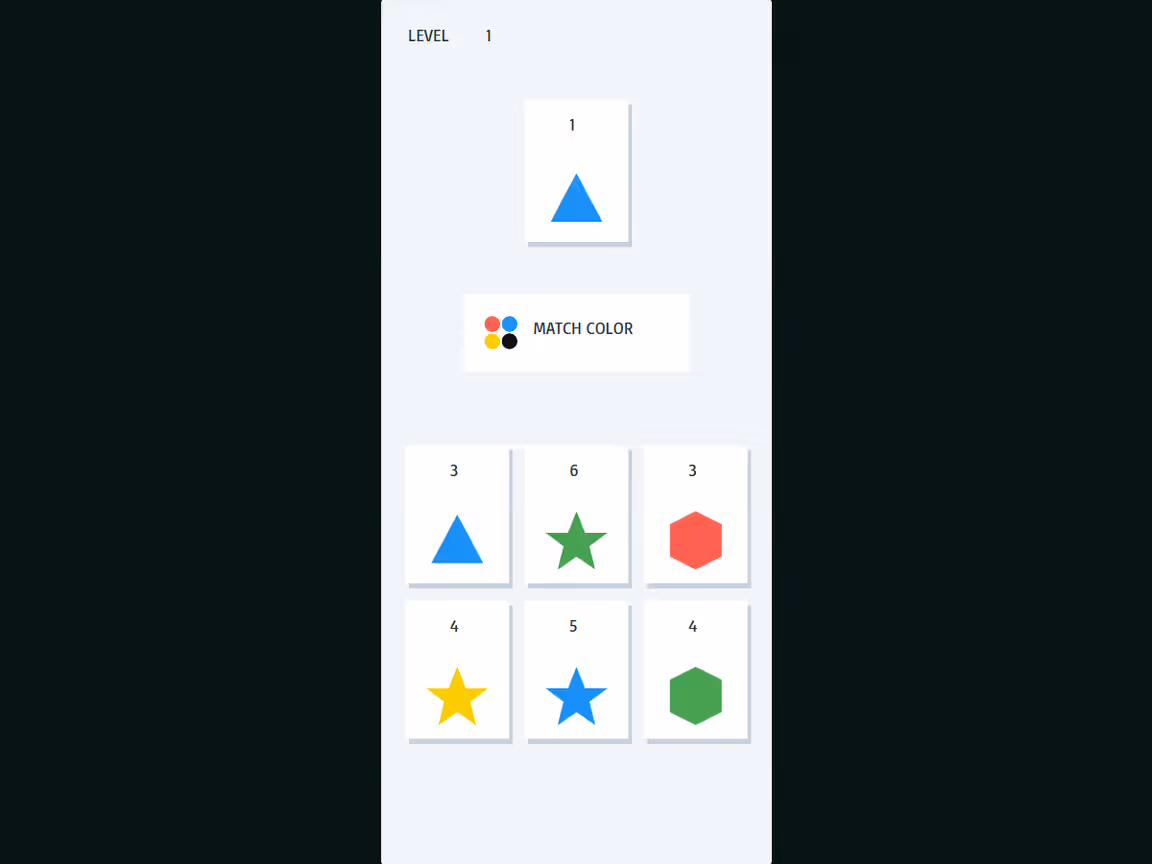 Toddler Match color-matching level with bright friendly shapes